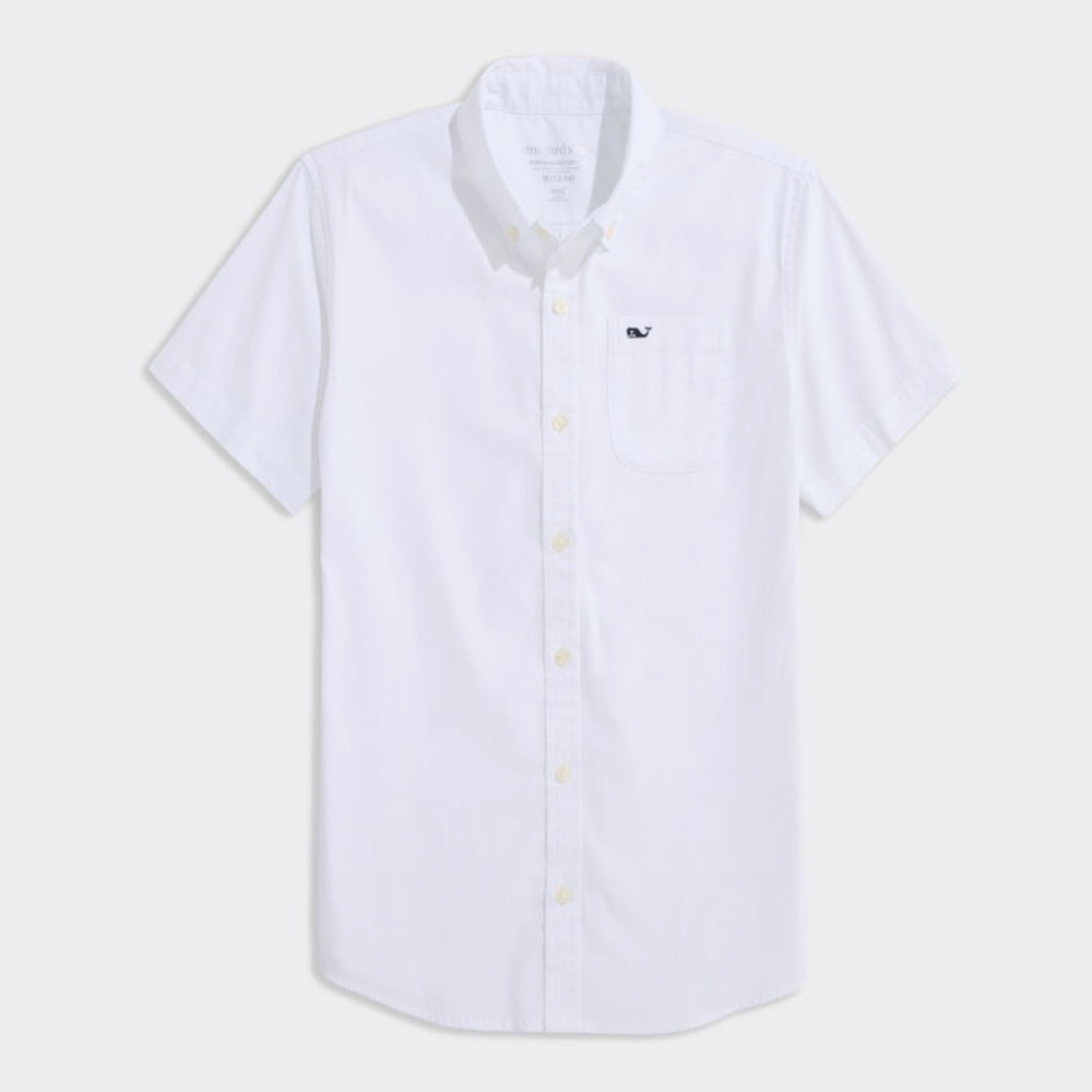 Vineyard Vines Men’s White Short Sleeve Button Down Shirt, XS